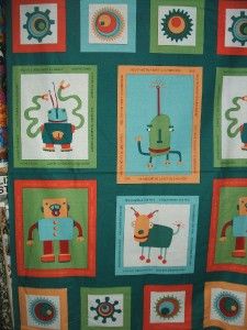 Andover Cosmo Cricket Cogsmo Robot Kids Fabric Panel