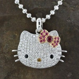 Hello Kitty 1.05cttw Diamond Necklace Kimora Lee Simmons 