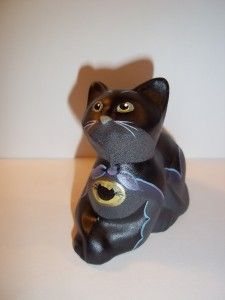 Fenton Glass Black Catman Batman Costume Perky Cat Halloween