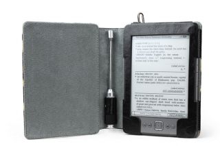LEATHER FOLIO CASE WITH READING LIGHT FOR NEW  KINDLE 4 READER