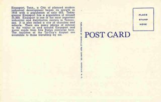 Kingsport Tennessee TN 1940s Post Office Vintage Linen Postcard
