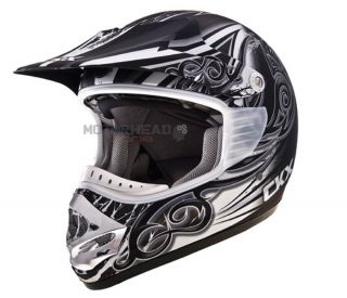 ATV Offroad Dirt Bike MX Helmet 2XLarge Black Silver White Mat TX 218