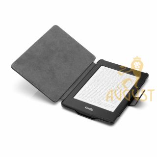 BLACK LEATHER HARD COVER CASE FOR  KINDLE PAPERWHITE + FAST