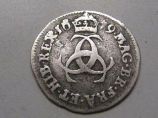 1679 King Charles II Sterling Silver 3 Pence Great Britain