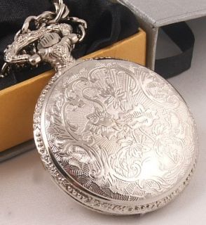 Loook Silver Plated Pocket Watch 12mth Wty Chain