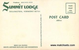 Killington Vermont Summit Lodge Pool St Bernard Diving Board Postcard