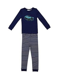 Mini ZZZ Boy`s fun stripe knit pyjamas set Navy   