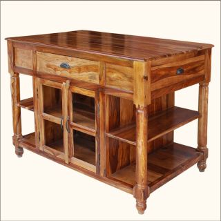 Butcher Top Storage Drawers Cabinets Kitchen Cart Counter Island Table