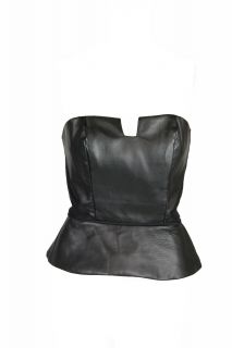 Kimberly Taylor Womens Vicky Black Strapless Bustier Leather Top s $