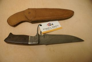 RK Custom Made Damascus Knife with Dark Wood Burl