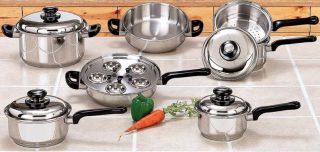 Cookware Set 17 PC Piece Surgical Stainless Steel Cooking Pot Pan