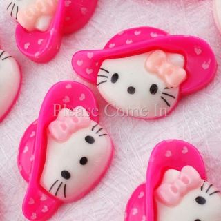 100 Kawaii Resin Kitty Cat in Hot Pink Hat Cabochon