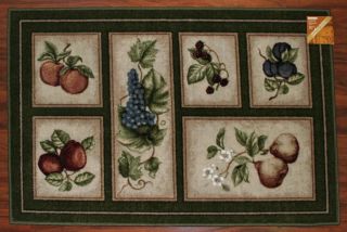 3x4 Kitchen Rug Mat Green Washable Mats Rugs Fruit Grapes Pears Apples