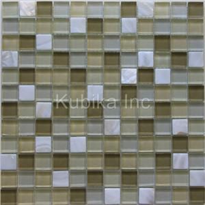 Glass Shell Mosaic Tile Kitchen Backsplash Light Brown Beige Pearl J27
