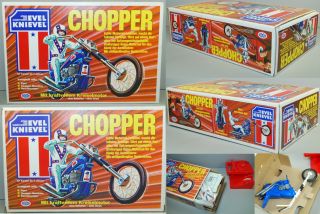 Evel Knievel 1975 Ideal Chopper Large Box Set Arxon Europen