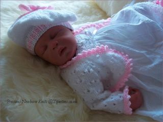 Knitting Pattern Baby Girl or Reborn Nuala Bolero Cardigan Beret Hat