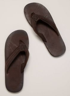 American Eagle AE Mens Classic Leather Flip Flops Sandals Brown