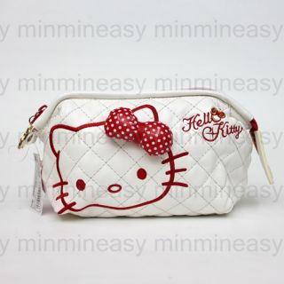 SANRIO Hello Kitty Makeup Bag Purse Leatherette Cosmetic Bag w/ Mirror