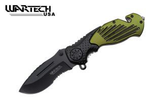 Tactical Spring Assisted Opening Rescue Folding Knife Green