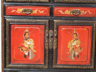 Antique Red Gold Opera Painting Kitchen Storage Cabinet WK2342