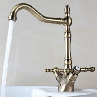 Antique Kitchen Faucet Double Handles Water Mixer Tap Water Faucets