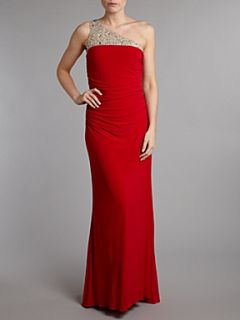JS Collections One shoulder beaded dress Red   