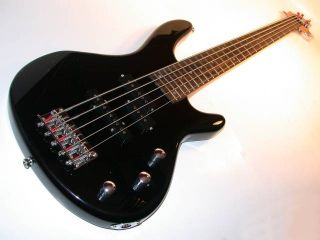Kona 5 String Electric Bass Guitar Black Adj Bridge