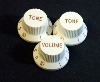 Set of 3 Strat Knobs Volume Tone Tone Guitar Parts White New