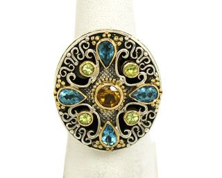 Designer Konstantino Sterling Silver 18K Gold Gems Ladies Ornate Dress