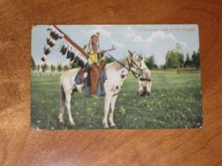 Antique PC A Kootenai Indian Chief in Full Regalia on A Horse