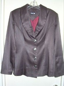 Kovels Chocolate Brown Poly Satin Dress Jacket s EUC