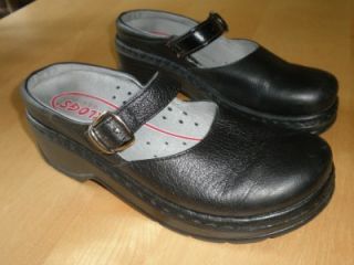 Klogs Slip Resistant Non Marking Black Leather Mary Jane Clog Work