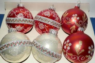 Pearl White Christmas Glass Ornaments Glitter Krebs Crown Caps