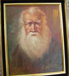 Fine Signed L William Framed Oil Painting Old Man