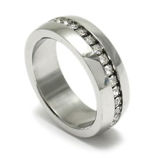 Stainless Steel Mens Eternity Multi CZ Band Ring