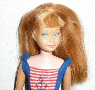 Vintage 1960s Mattel Barbie Bend Leg Skipper Redhead Doll w Stand