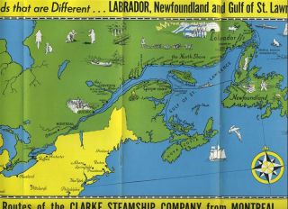 Clarke Steamship 1936 Labrador Newfoundland Brochure Deck Plans Fares