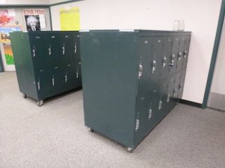 Huge Lot of School Gym Lockers by Interior Steel Equipment Co Portable
