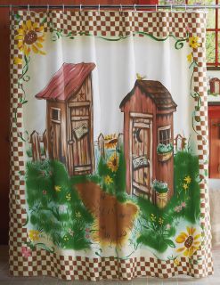 Primitive Rustic Country Outhouse Bathroom Shower Curtain