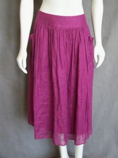 Beautiful Lafayette 148 New York Fuchsia Linen Peasant Skirt Mid Calf