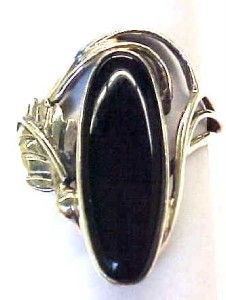 Sterling Silver Black Onyx Ladies Ring Size 6 75