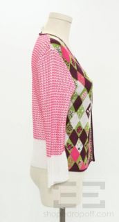 Bazar Christian Lacroix Pink Burgundy Green Sequined Cardigan Sweater