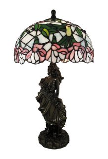 Stained Glass Hummingbird Shade Figural Table Lamp