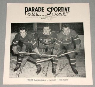 Montreal Canadiens 1943 48 Lamoureux Durnan Bouchard Parade sportive