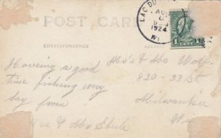 3023 Vintage RPPC Postcard 1924 Lac Du Flambeau, Wisconsin Totem Pole