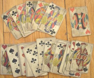 Group of Very Early French Playing Cards Many Picture Cards
