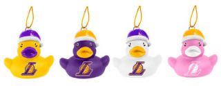 Lakers NBA Basketball Set 4 Vinyl Duck Holiday Christmas Ornaments