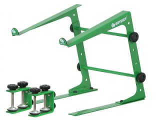 CASES LSTANDGRN NEW DJ GEAR LAPTOP STAND GREEN W/ TABLE & CASE CLAMPS