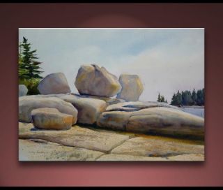 Maine Coast Stone Monoliths Landscape Painting Bechler