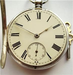 Large 1864 Antique Silver Fusee Chain Drive Pocket Watch